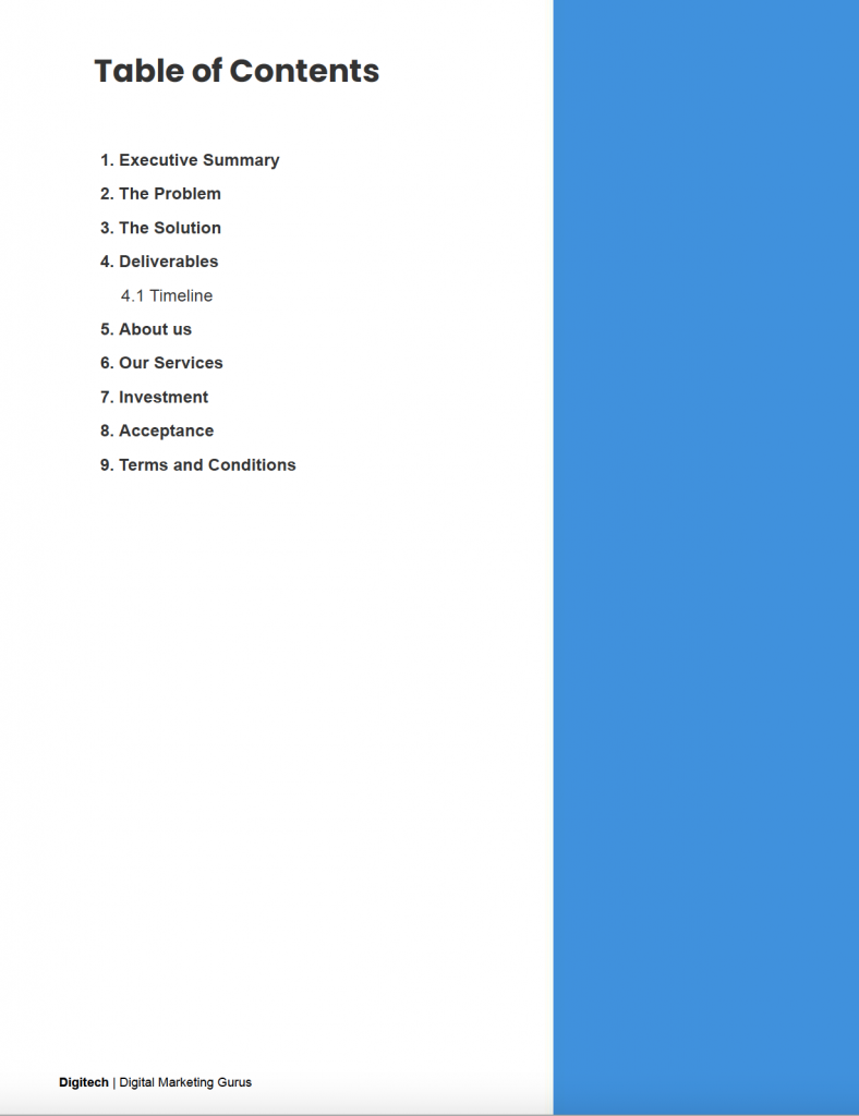 Example 1 - Table of Contents